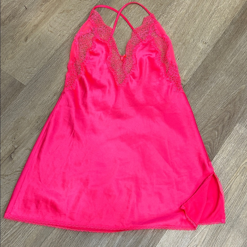 Vintage 2002 Victoria’s Secret Hot Pink Teddy Lingerie Chemise |Size Small